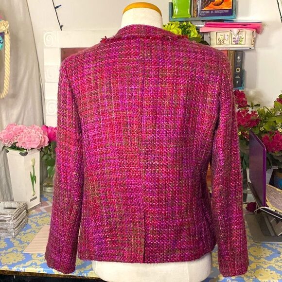 🌷 Studio by Liz Claiborne🌷Vibrant Tweed Fringe Jacket Blazer - Picture 4 of 7